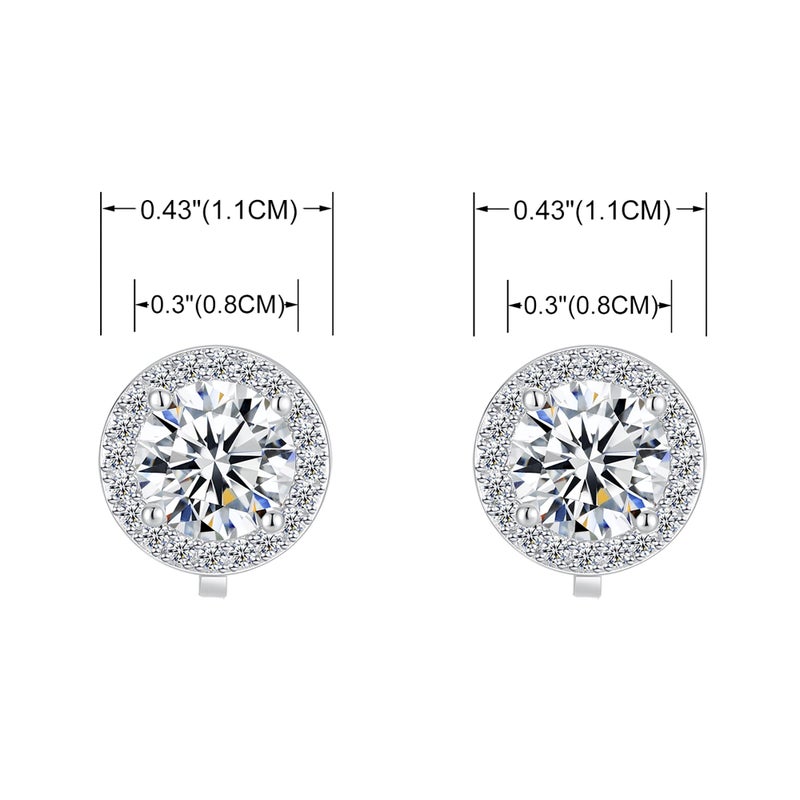 YOQUCOL Bright 8MM Cubic Zirconia Crystal Clip On Stud Earrings Round Non Pierced Earrings For Women - Image 2